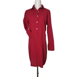 🐙 maroon cotton long-sleeved shirt dress by Exmei
